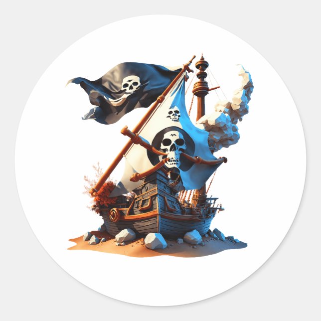 Pirate Ship Stickers! Runder Aufkleber (Vorderseite)