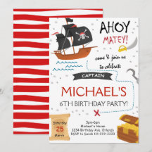 Pirate Ship Treasure Karte Geburtstagseinladung