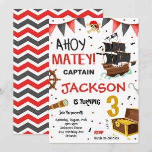 Pirate Ship Trésor Invitation Anniversaire