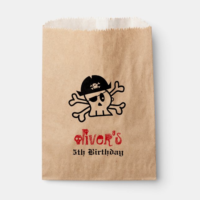 Pirate Skeleton Boy Birthday Party Fevor Bag Geschenktütchen (Vorderseite)