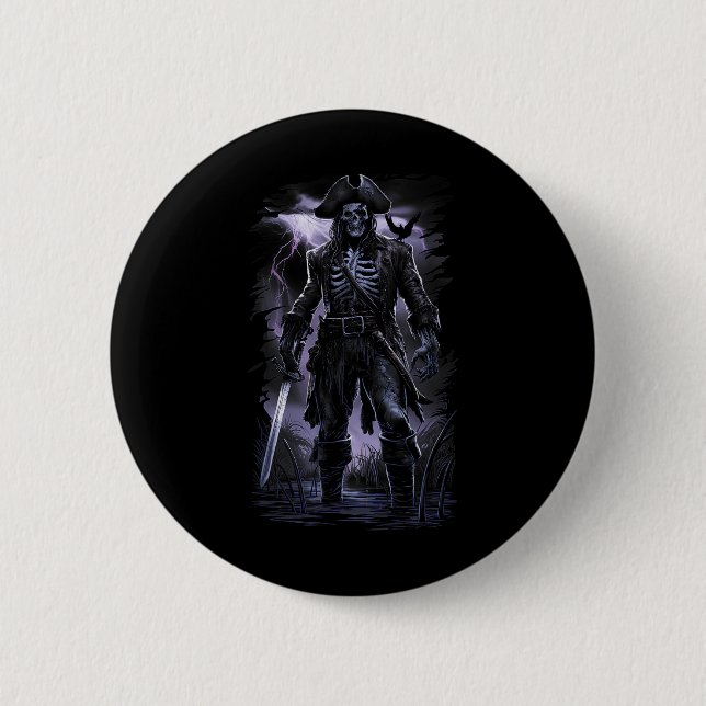 Pirate Skeleton Ghost Ship Halloween Kostüm Party Button (Vorderseite)