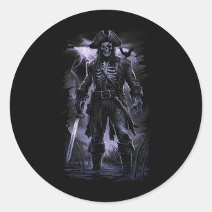 Pirate Skeleton Ghost Ship Halloween Kostüm Party Runder Aufkleber