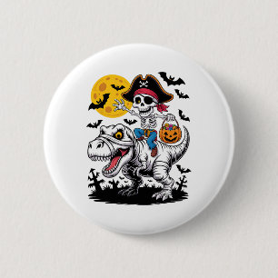 Pirate Skeleton Halloween T Rex Candy Dinosaur Shi Button