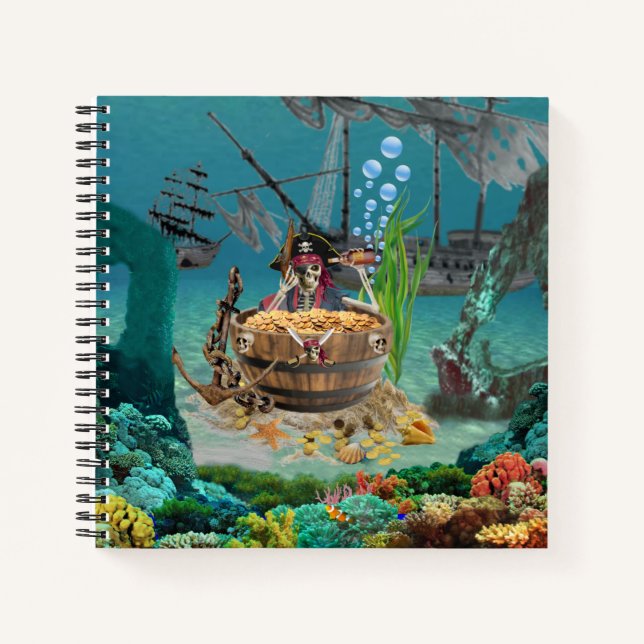 PIRATE SKELETON IN EINEM BARREL NOTIZBUCH (Vorderseite)