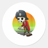 Pirate Skeleton Retro Sunset Hallowee
