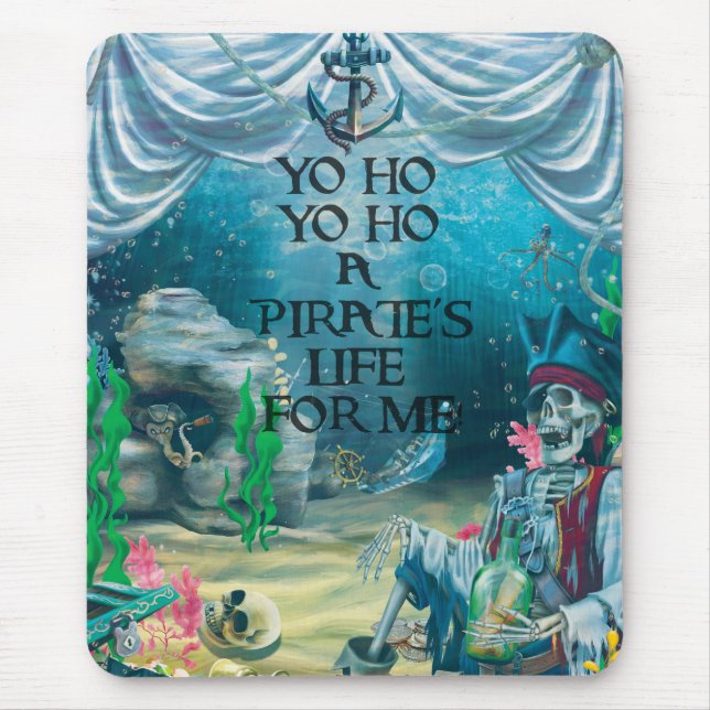Pirate Skeleton Schatz im Meer Mousepad (Vorne)