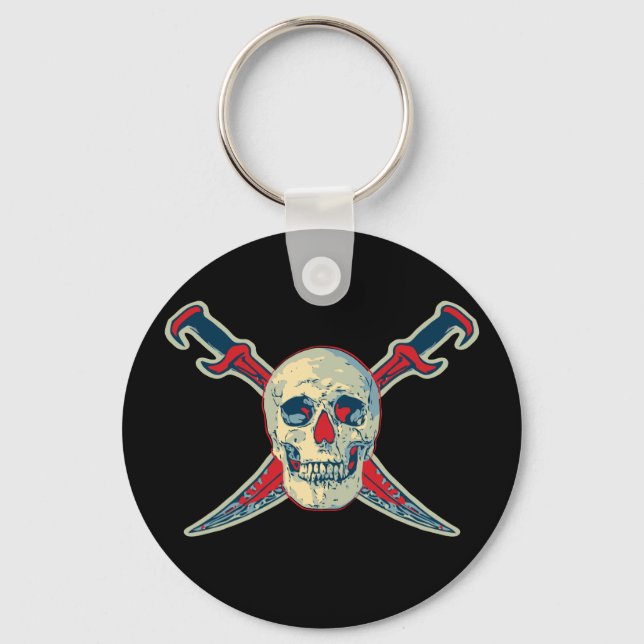 Pirate (Skull) - 2.25" Basic Button Schlüsselanhän Schlüsselanhänger (Vorderseite)