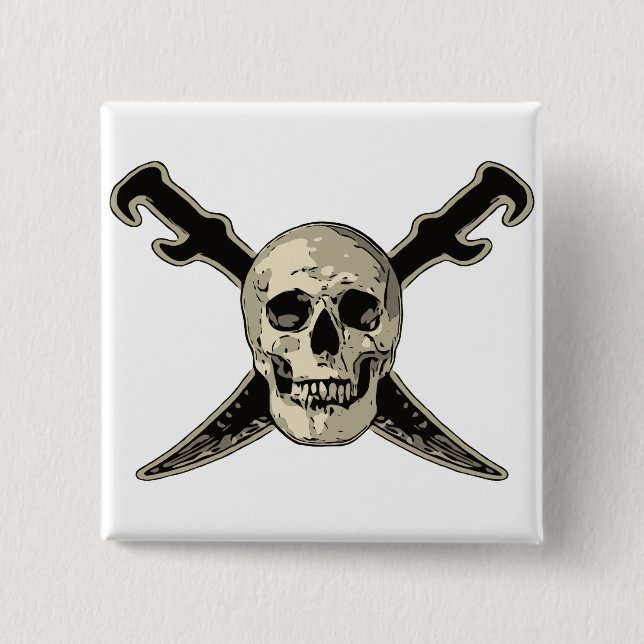 Pirate (Skull) - 2 Zoll Square Button  (Vorderseite)