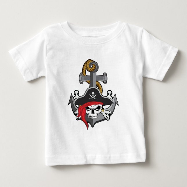 Pirate Skull Anchor Baby T-shirt (Vorderseite)