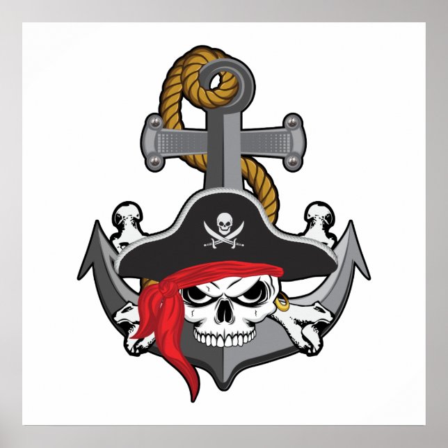 Pirate Skull Anchor Poster (Vorne)