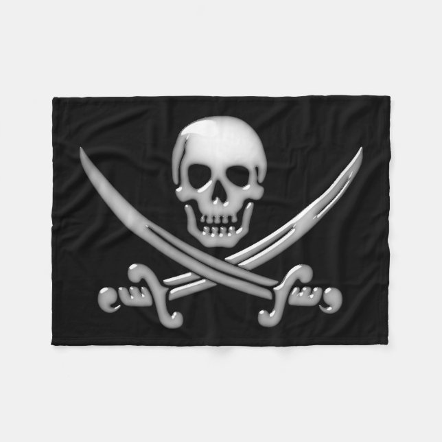 Pirate Skull and Sword Crossbones (TLAPD) Fleecedecke (Vorderseite (Horizontal))