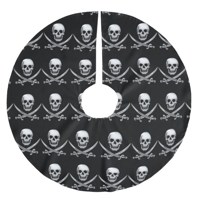 Pirate Skull and Sword Crossbones (TLAPD) Polyester Weihnachtsbaumdecke (Vorderseite)