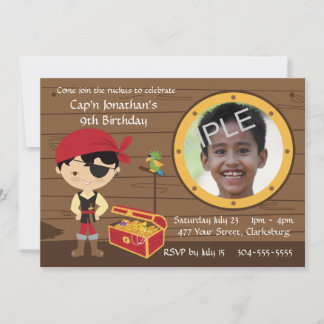 Pirate Skull Birthday Foto Template Einladung