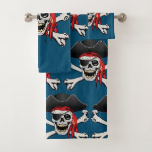 Pirate Skull Bluetooth Lautsprecher Badhandtuch Set