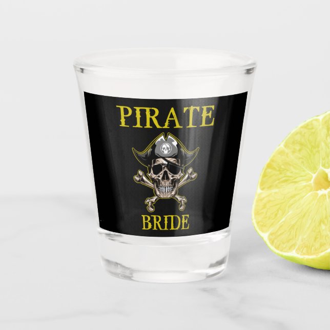 PIRATE SKULL BRIDE CROSS BONES SCHNAPSGLAS (Vorderseite)