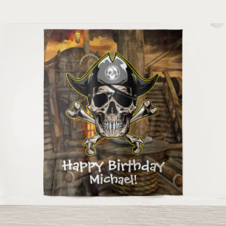 Pirate Skull Captain Cross Bones Hintergrund Wandteppich