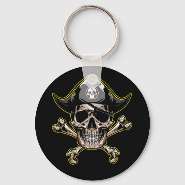 Pirate Skull Captain Cross Bones Schlüsselanhänger (Vorderseite)