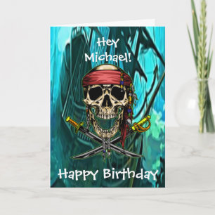 Pirate Skull Captain Cross Schwerter Card Karte