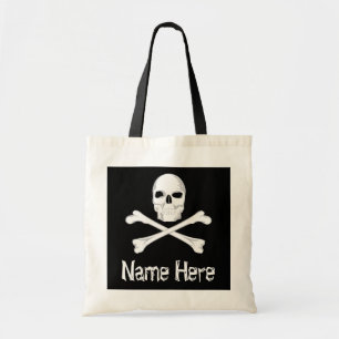 Pirate Skull Crossbone Individuelle Name Halloween Tragetasche