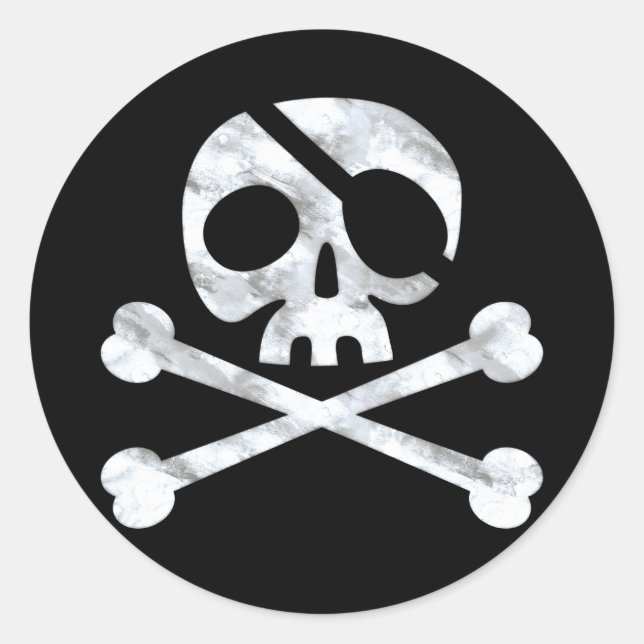 Pirate Skull & Crossbones Black Runder Aufkleber (Vorderseite)
