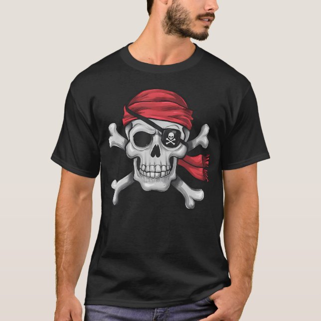 Pirate Skull Crossbones Halloween Kostüm Männer Ju T-Shirt (Vorderseite)