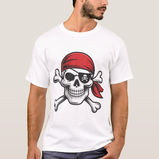 Pirate Skull Crossbones Halloween  T-Shirt (Vorderseite)