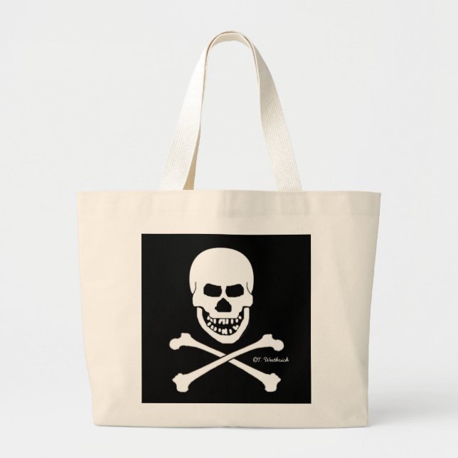 Pirate Skull & Crossbones Halloween Trick oder Tre Jumbo Stoffbeutel (Vorne)