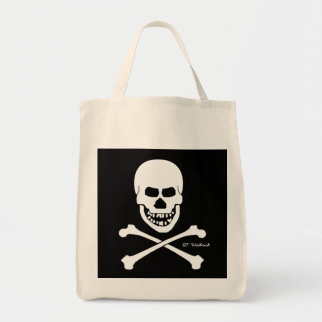 Pirate Skull & Crossbones Halloween Trick oder Tre Jumbo Stoffbeutel (Vorne)