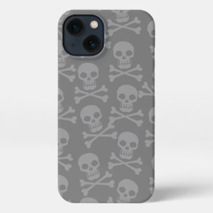 Pirate Skull Crossbones Pattern Grau iPhone Hülle