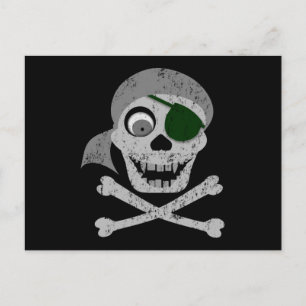 Pirate Skull & Crossbones Postcard Postkarte