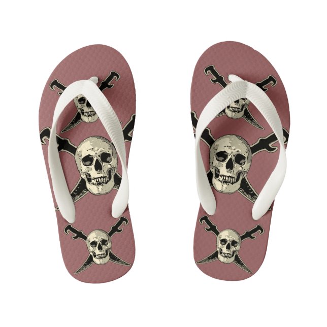 Pirate (Skull) - Custom Flip Flops, Kids  Kinderbadesandalen (Fußbett)