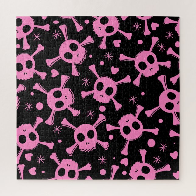Pirate Skull: Girlish Hearts Pattern (Vertikal)