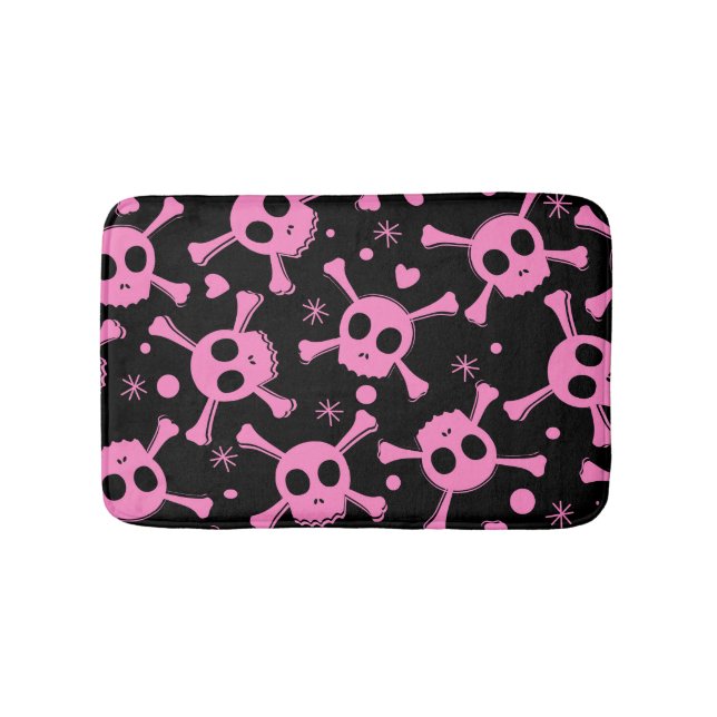 Pirate Skull: Girlish Hearts Pattern Badematte (Vorderseite)