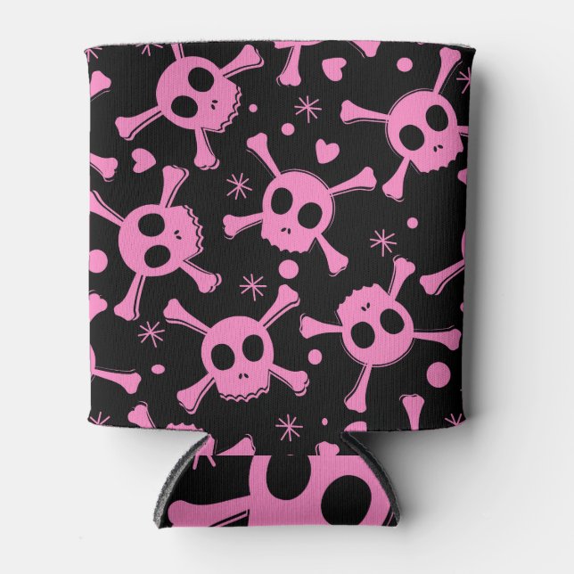 Pirate Skull: Girlish Hearts Pattern Dosenkühler (Vorderseite)