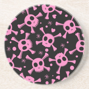 Pirate Skull: Girlish Hearts Pattern Getränkeuntersetzer