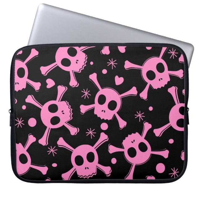 Pirate Skull: Girlish Hearts Pattern Laptopschutzhülle (Vorderseite)