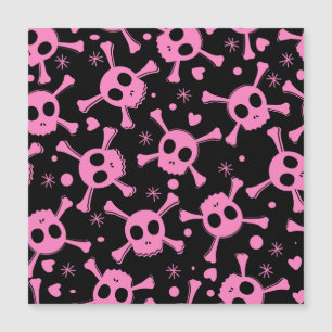 Pirate Skull: Girlish Hearts Pattern Magnetkarte