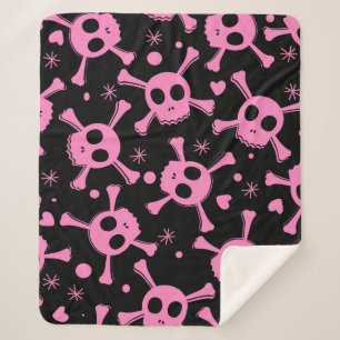 Pirate Skull: Girlish Hearts Pattern Sherpadecke