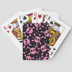 Pirate Skull: Girlish Hearts Pattern Spielkarten