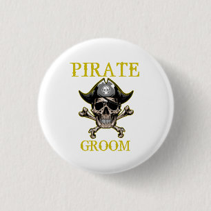 PIRATE SKULL GROOM GOLD BUTTON