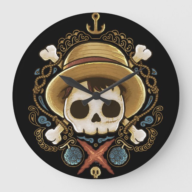 Pirate Skull Große Wanduhr (Vorderseite)