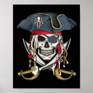Pirate Skull Halloween Little Boys Girls Kinder Te Poster