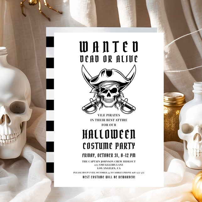 Pirate Skull Halloween Party Einladung (Pirate Skull Halloween Costume Party Invitation)