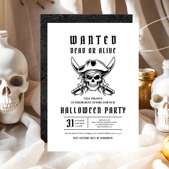Pirate Skull Halloween-Party Einladung (Pirate Skull Halloween Party Invitation)