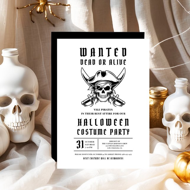 Pirate Skull Halloween Party Einladung (Pirate Skull Halloween Costume Party Invitation)