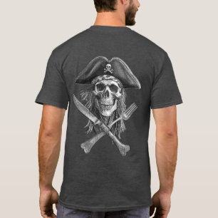 Pirate Skull in B&W mit Crossbones Utensils T-Shirt