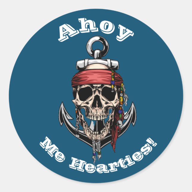 Pirate Skull in Bones Nautic Sticker (Vorderseite)