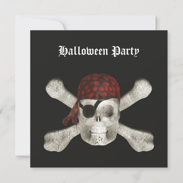 Pirate Skull - Invitation à la fête d'Halloween (Devant)