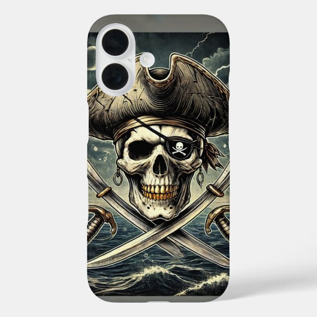 Pirate Skull iPhone 16 Hülle (Rückseite)