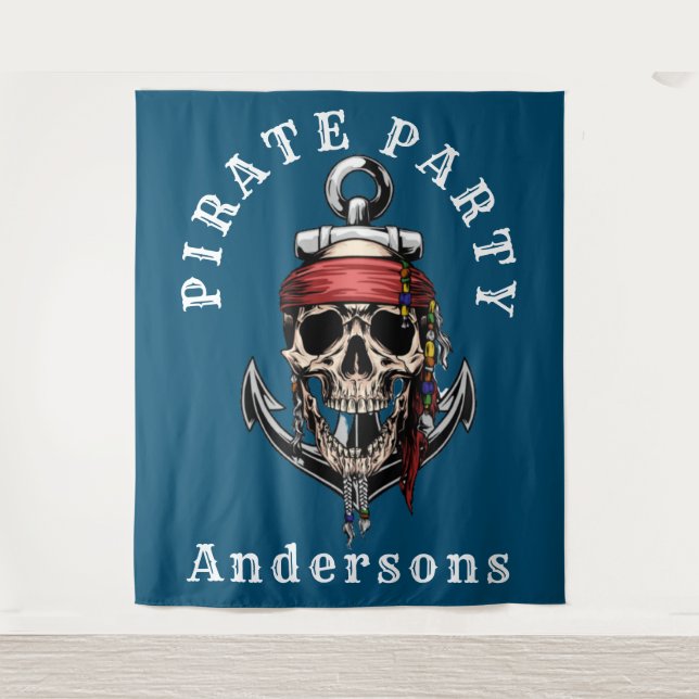 Pirate Skull Loot Hintergrund Wandteppich (Vorderseite)
